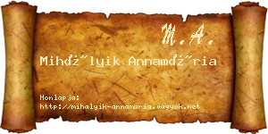 Mihályik Annamária névjegykártya